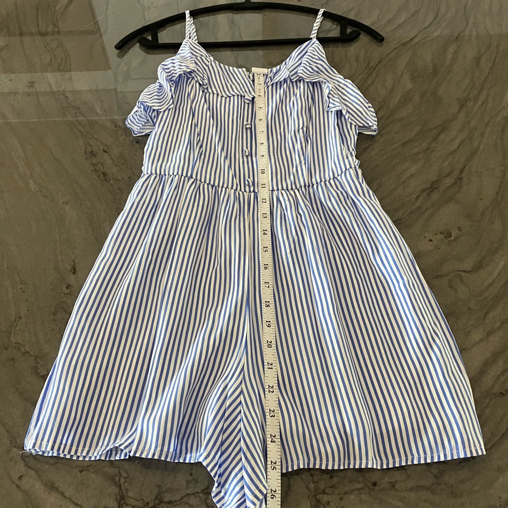 Blue and White Striped Romper